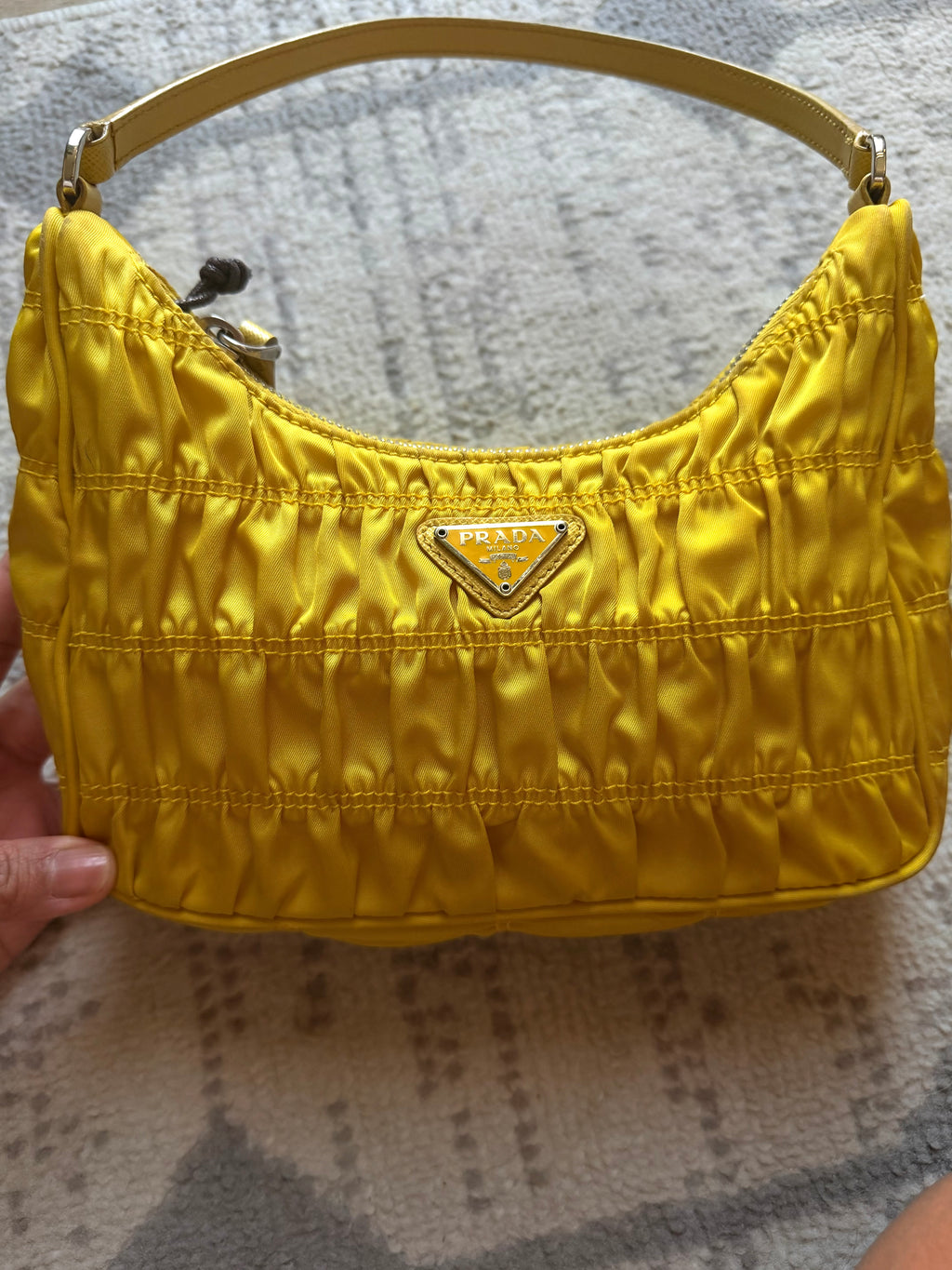 Prada Tessuto Gaufre Re Edition Shoulder Bag yellow