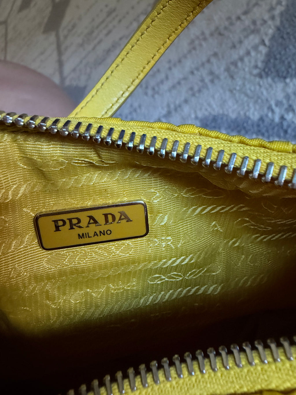 Prada Tessuto Gaufre Re Edition Shoulder Bag yellow
