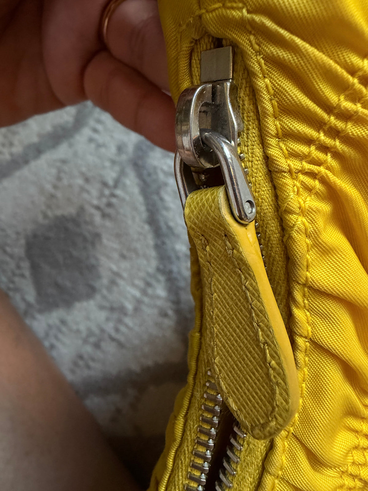 Prada Tessuto Gaufre Re Edition Shoulder Bag yellow