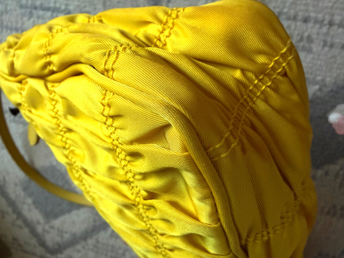 Prada Tessuto Gaufre Re Edition Shoulder Bag yellow