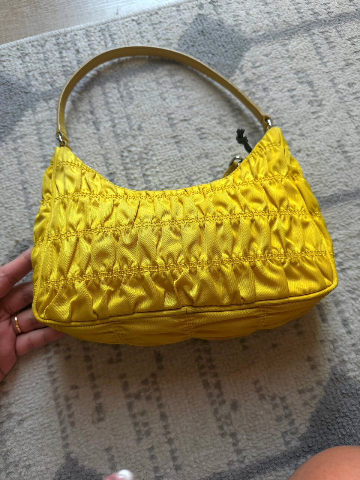 Prada Tessuto Gaufre Re Edition Shoulder Bag yellow