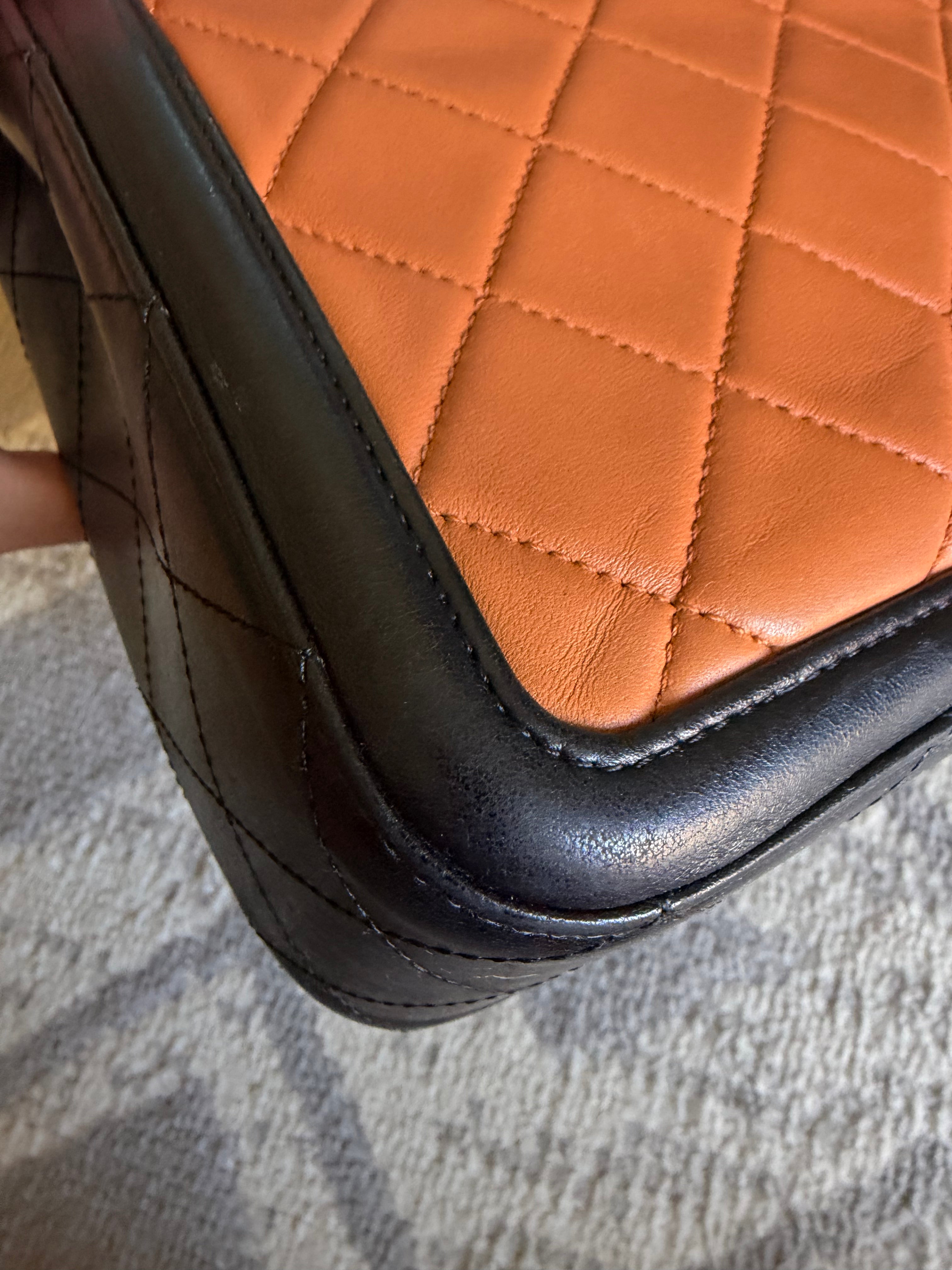 CHANEL Elegant CC Medium Flap Bag in Caramel Black Lambskin