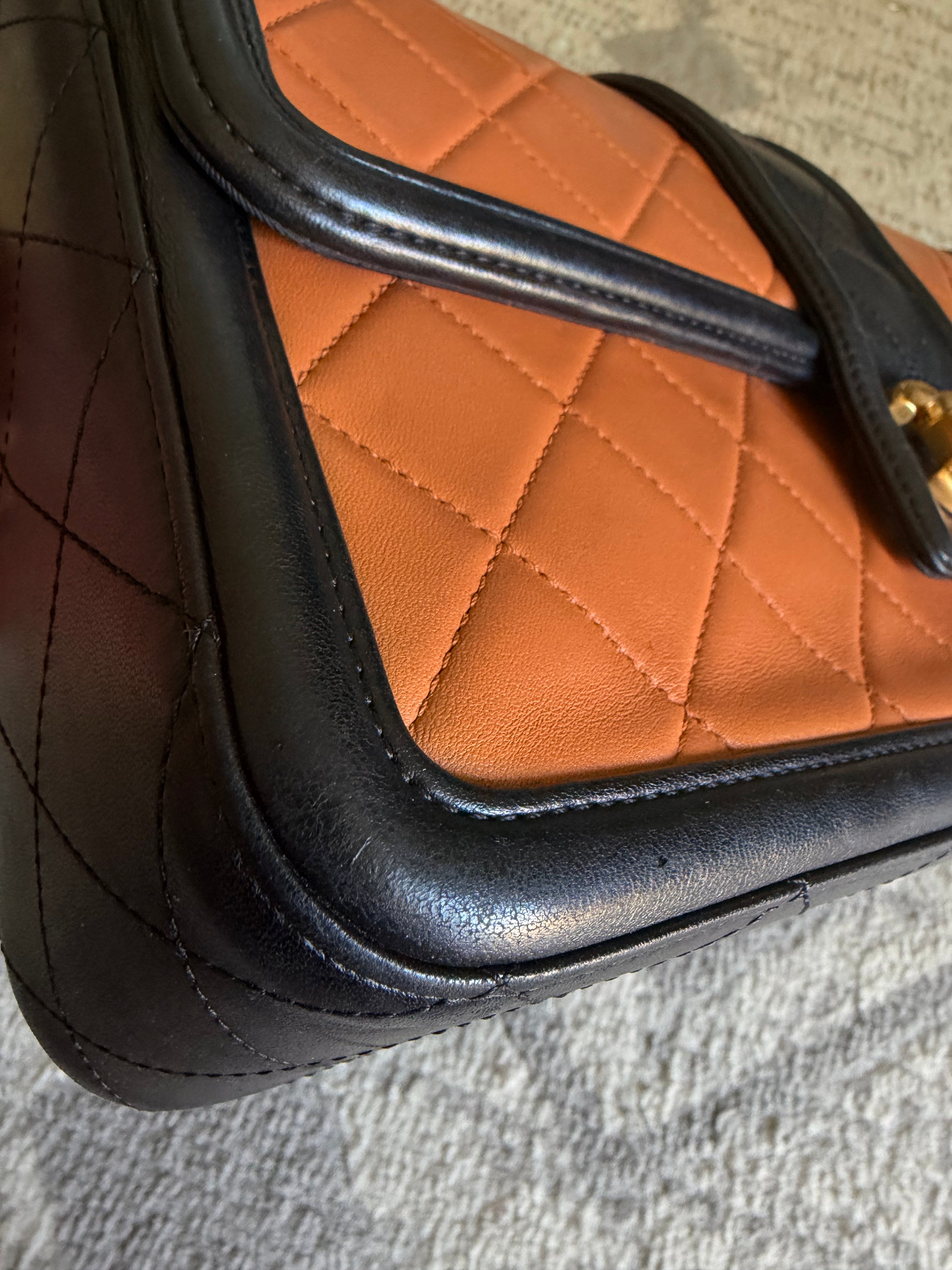 CHANEL Elegant CC Medium Flap Bag in Caramel Black Lambskin