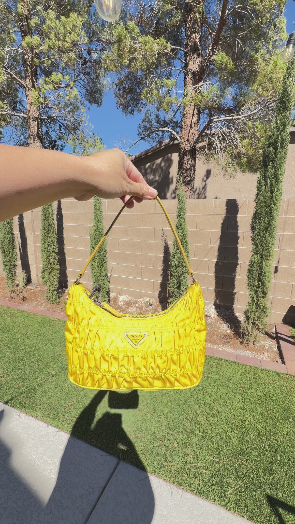 Prada Tessuto Gaufre Re Edition Shoulder Bag yellow