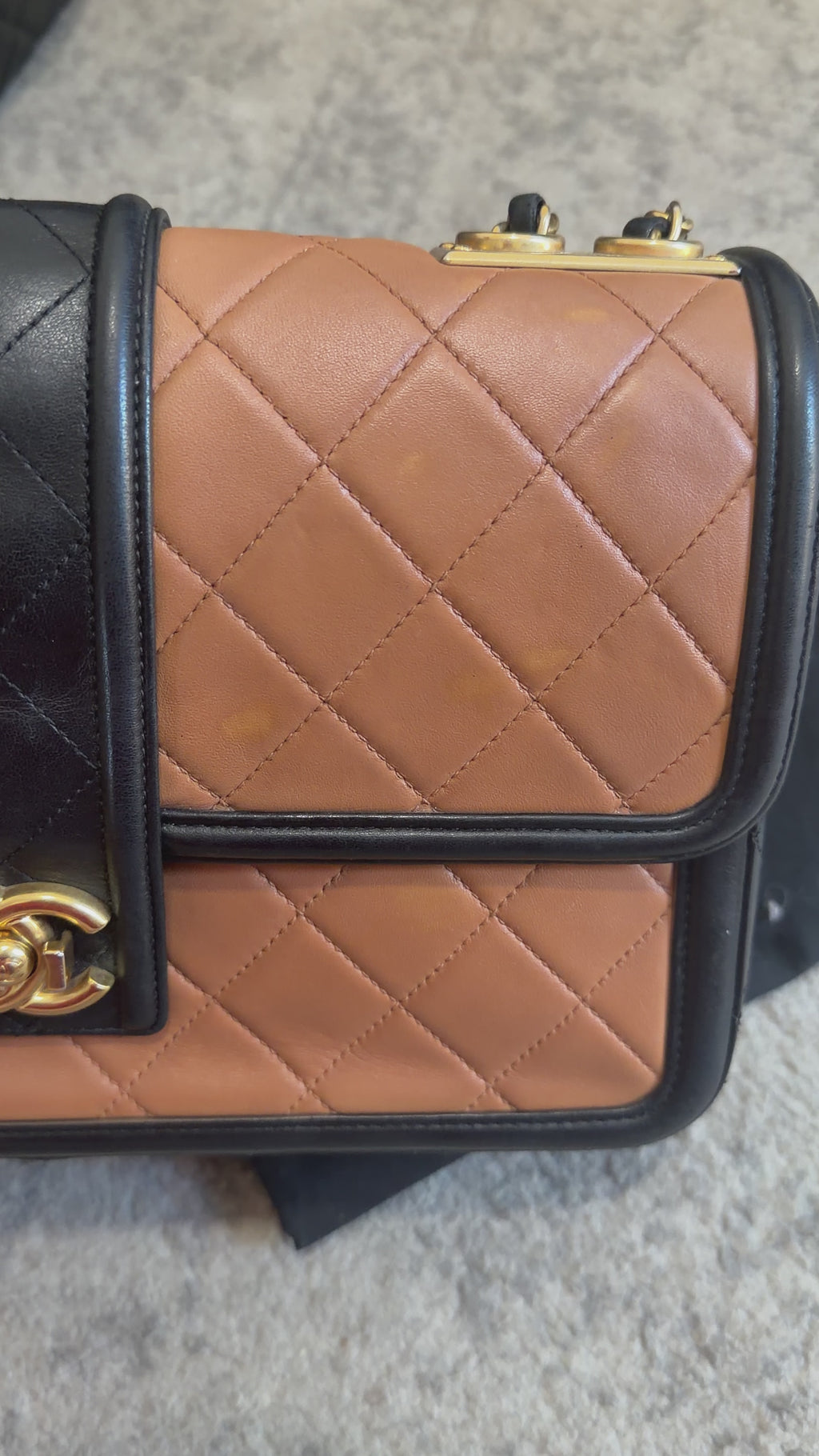 CHANEL Elegant CC Medium Flap Bag in Caramel Black Lambskin