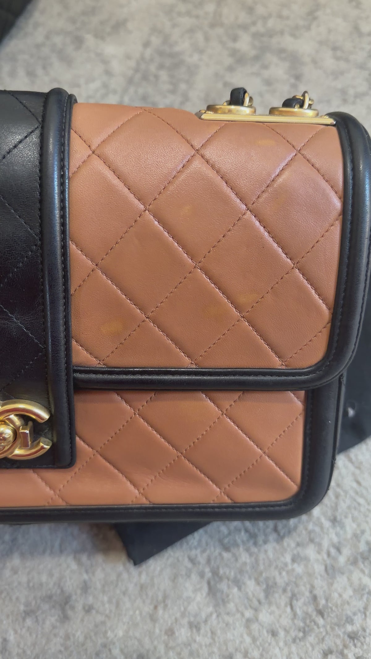 CHANEL Elegant CC Medium Flap Bag in Caramel Black Lambskin